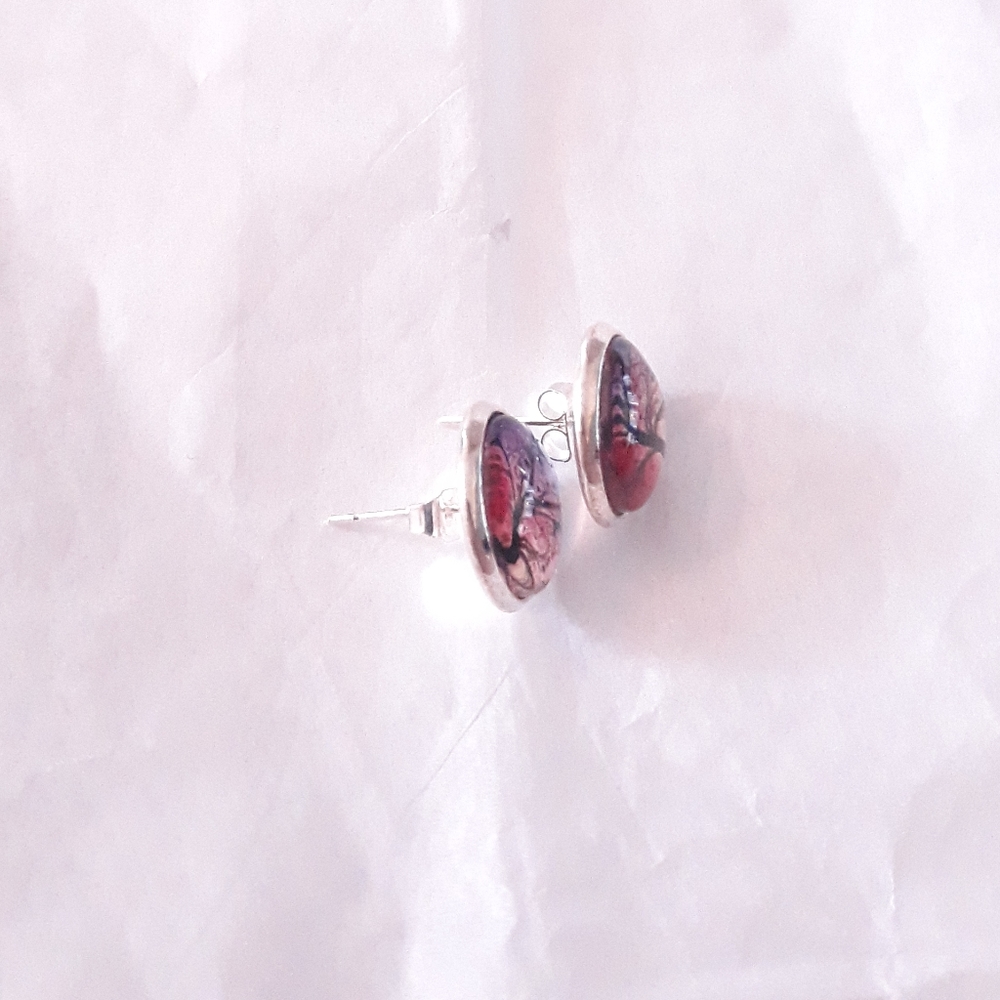Glass Colorful Tree of Life Stud Earrings - Picture 3 of 4